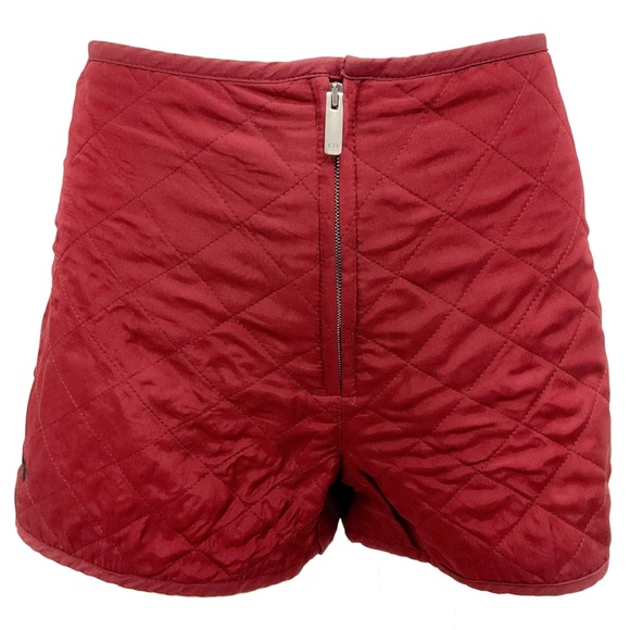 Dior Pants - CHRISTIAN DIOR BURGUNDY QUILTED MATELASSE SILK SHORTS WITH BEE EMBROIDERY